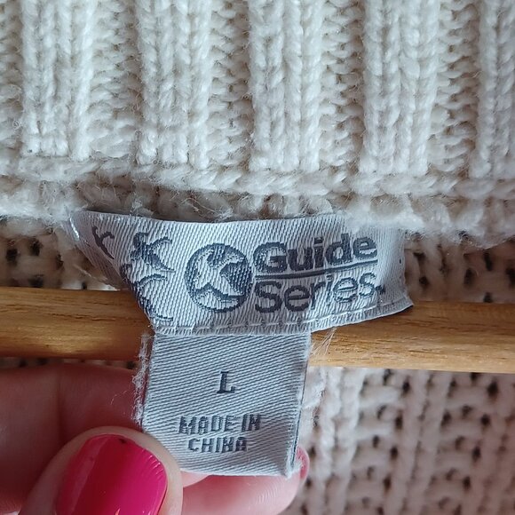 Guide Series Cardigan Knit Sweater Womens Large Cream Heavy Chunky Pockets - Picture 5 of 11